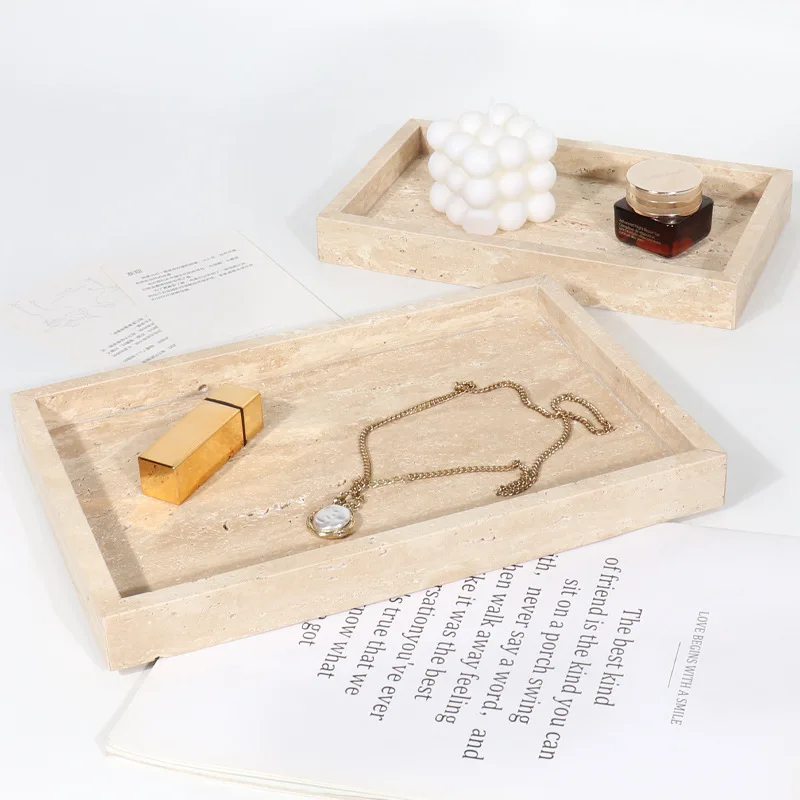 

Commercial natural marble yellow hole stone square tray hotel living room bathroom supplies storage jewelry storage tray