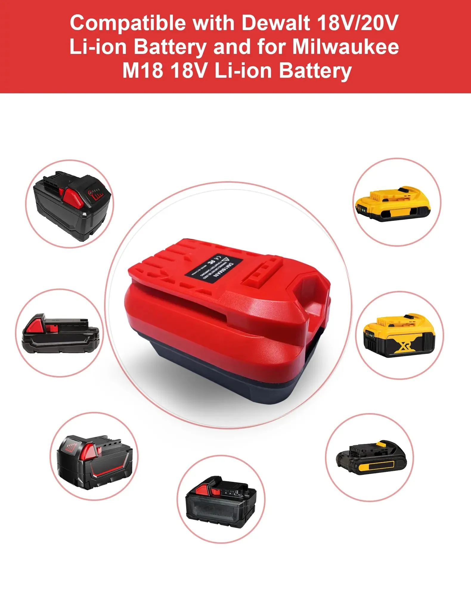 محول DM18MAN لـ DeWalt 20 فولت ولبطاريات ليثيوم على ميلووكي 18 فولت تحويل إلى أدوات كهربائية دبوس بطارية 20 فولت جديدة للحرفي