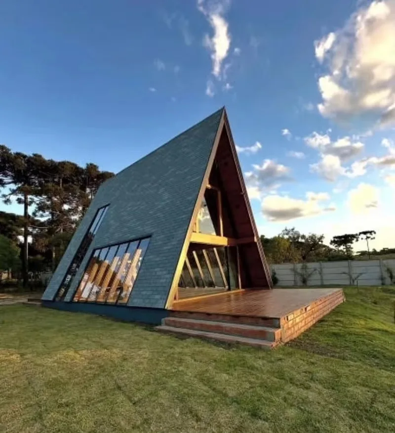Modular Triangle A Frame Wooden House Portable Tiny Cabin Outdoor Living Luxury Villa