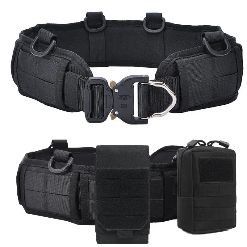 Military Tactical Adjustable Belt Outdoor Work Men Molle Battle Belt Army Combat CS Airsoft Hunting Paintball Padded Waist Belts