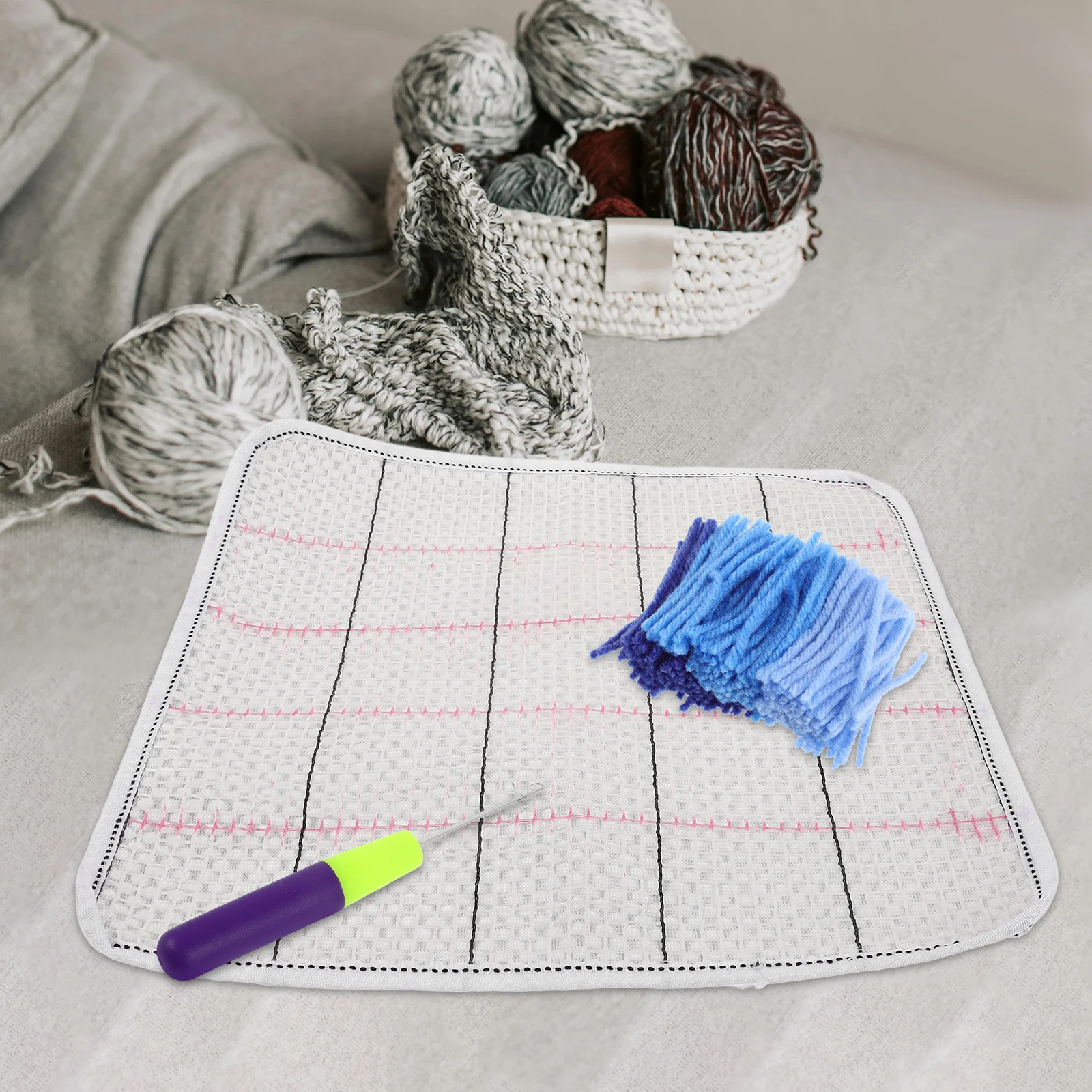 

1Set DIY Latch Hook Carpet Crochet Kit Soft Yarn Lightweight Comfortable Home Rug Making Craft Carpet Crochet Kit