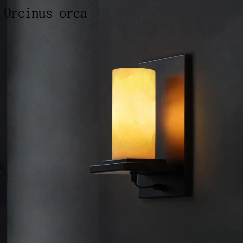 American industrial wind country marble wall lamp living room corridor bedside lamp European style creative LED wall lamp