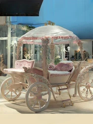 European luxury solid wood princess bed pink childlike children's carriage bed palace French cute girl bed customization