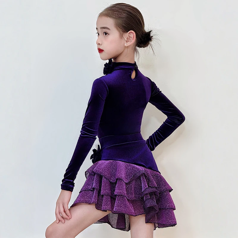 فستان رقص السالسا اللاتينية للفتيات فستان ممارسة اللاتينية للأطفال فستان قاعة الرقص القياسي زي الرقص للفتيات تنورة رقص #2