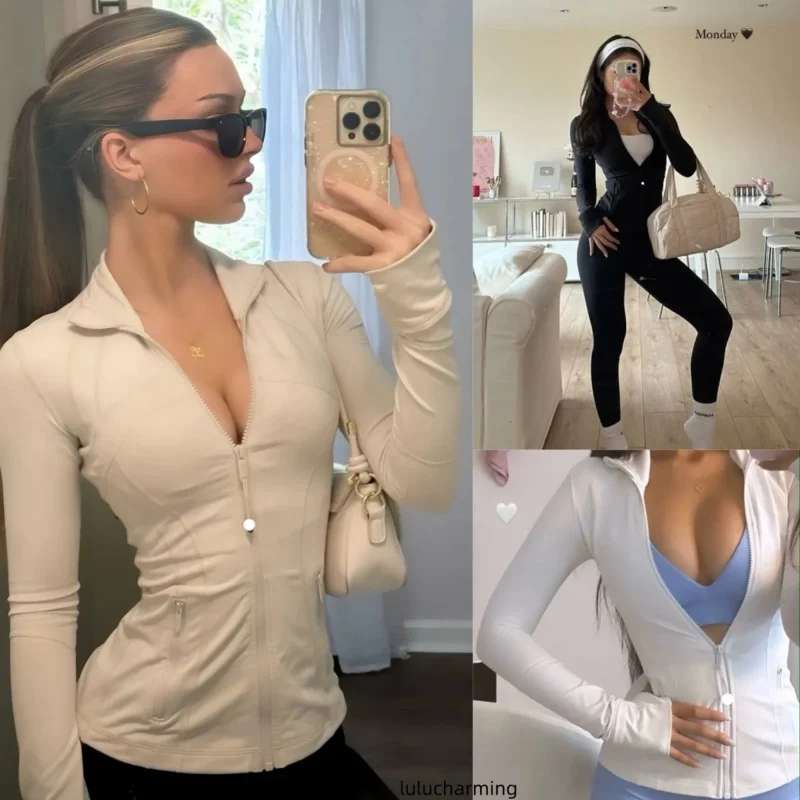 

2025 Women Yoga Jaets pants Crop Shorter Define Gold Zipper Workout Sport Coat Fitness Gym Jaet Activewear Sports Luluitys Lemon