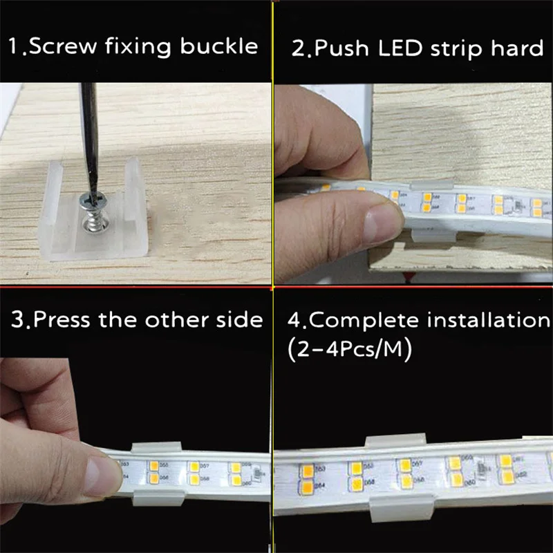 50-200pcs Flexible Ribbon Led Strip Lights Buckle 220V Waterproof Plastic Fixing Clip for 8x16mm Neon Silicone Tube Lamps Holder