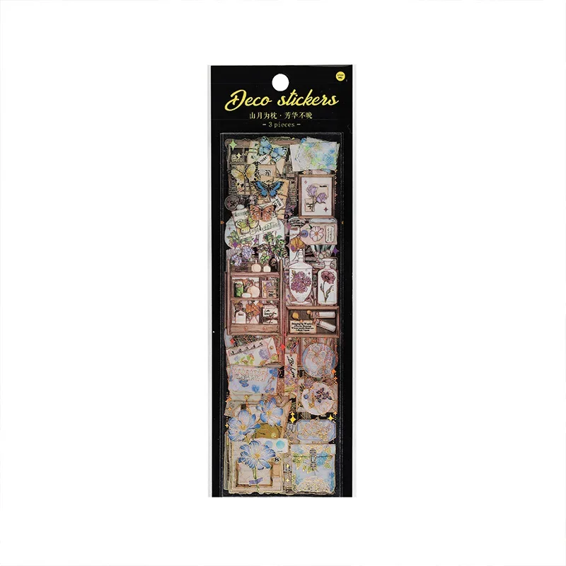 3 fogli/pacco vita disegni artistici letterali PET 3D adesivi dorati dorati Jotter Journal Scrapbook materiali decorativi Collage