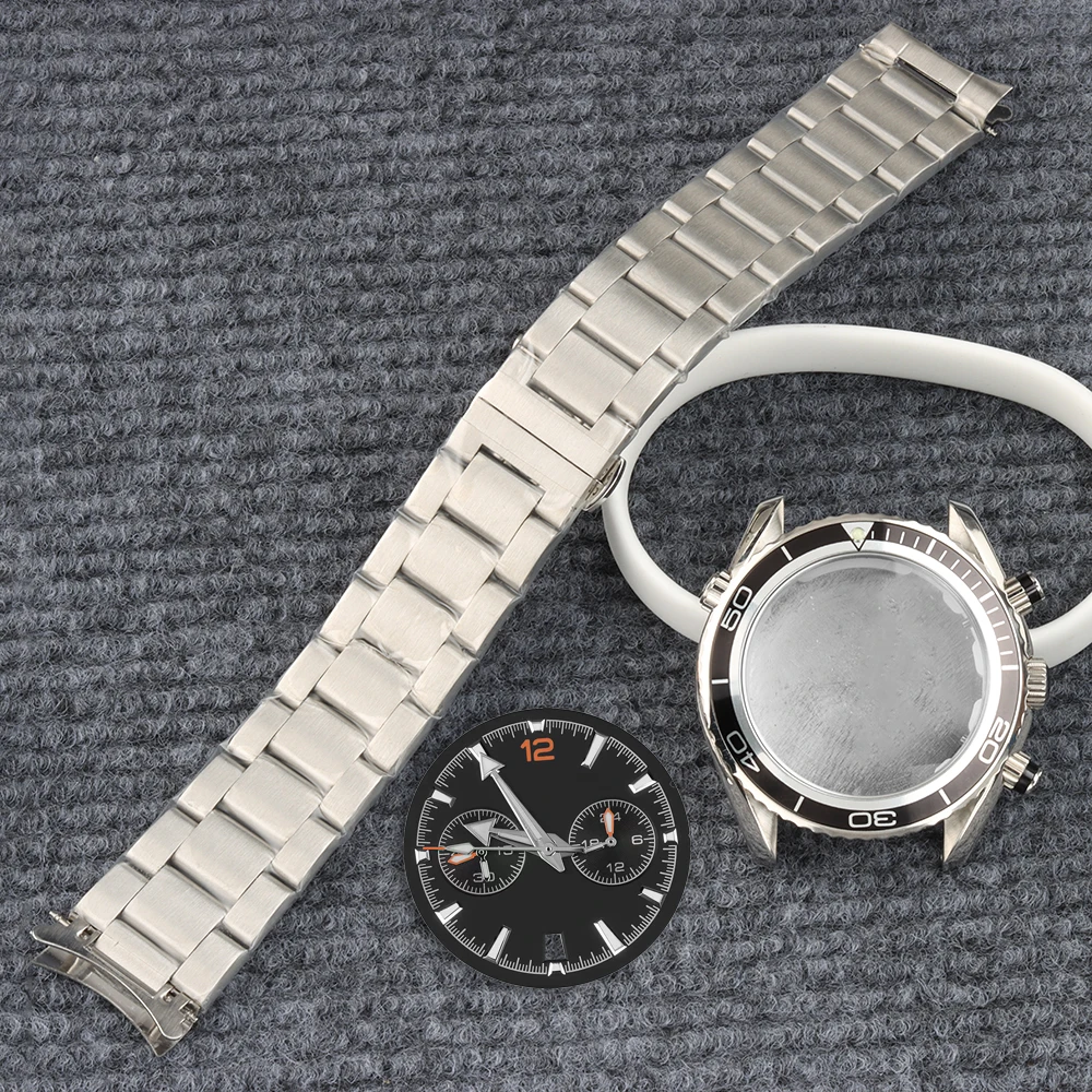 

33mm Dial VK63 45.5mm Chronograph Case Waterproof Steel Bracelet Diving Watch Parts For Seamaster 600/300 VK63 VK64 Movement