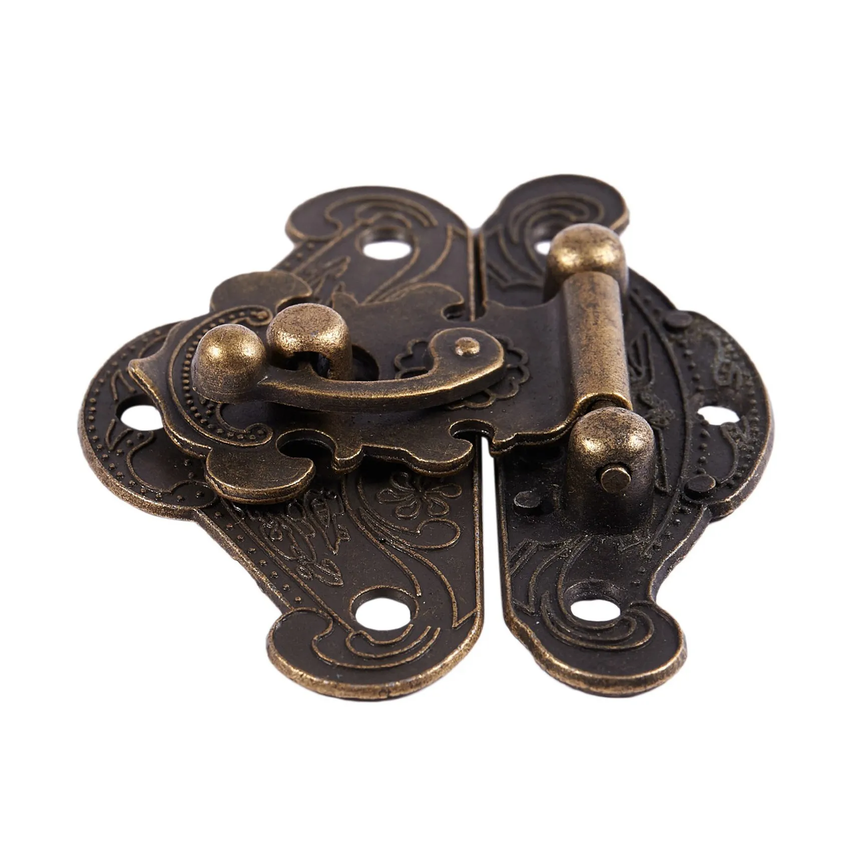 WORTHOWN-2X Antique Retro Vintage Decorative Latch Wooden Jewelry Box Hasp Pad Chest Lock Size:Medium