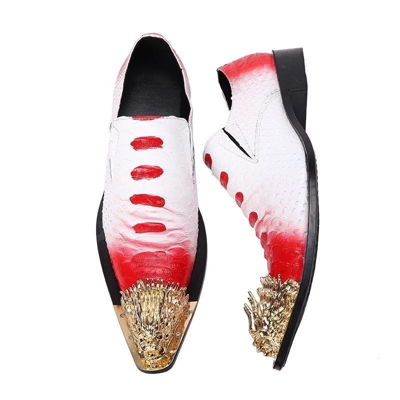Men's Shoes Fashion Trendy Shoes Genuine Leather Pointed Iron Head Men's Casual Leather Shoes Personalized Nightclub Hairstylist