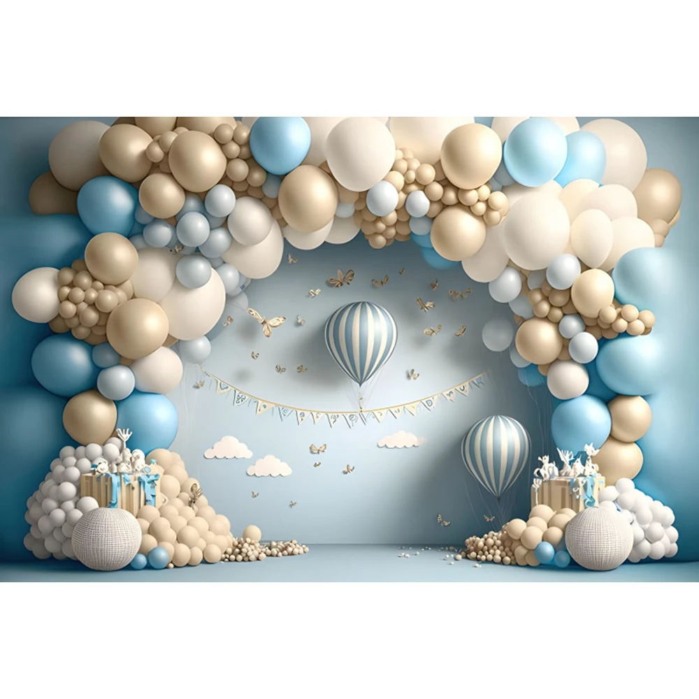 Toile de fond de fête de 1er anniversaire pour nouveau-né, ballon coloré pour fille et garçon, Smash de gâteau, photographie de portrait d\'enfants,