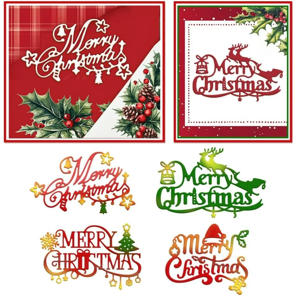 Large Merry Christmas Metal Cutting Dies Stencils Christmas Blessing Words for DIY Scrapbooking Album Decorative Christmas