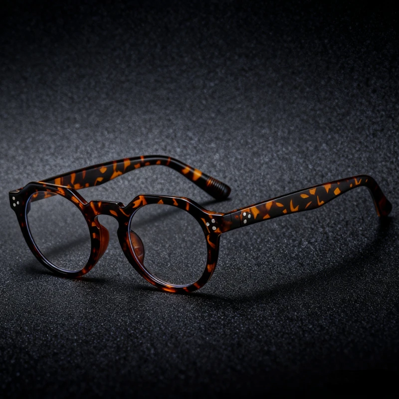 Kacamata Anti Cahaya Biru Desainer Rivet Eyewear, Kacamata Komputer Bulat Retro, Kacamata Optik Pemblokir Biru untuk Pria Wanita