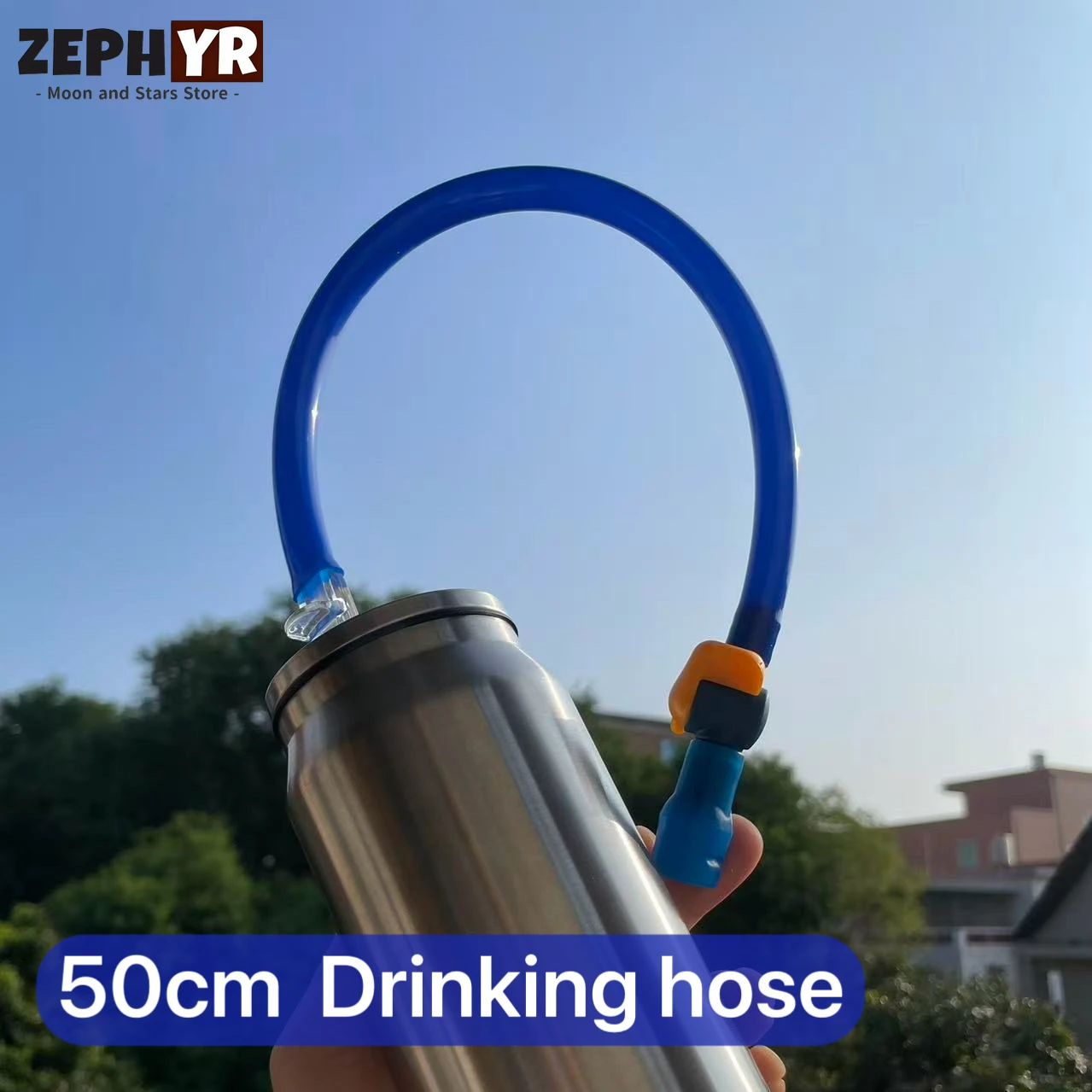Blue Drinking Hose for Water Bottle with Bite Nozzle Water Hydration System Drink Straws Reusable 30cm40cm50cm Thermos Tube