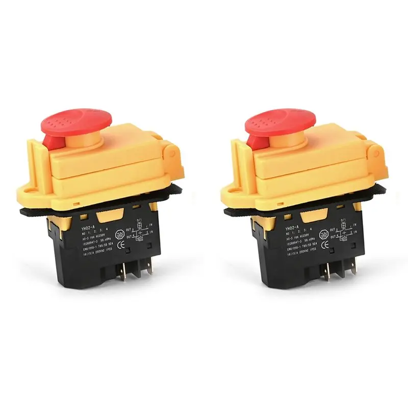

ABMS-2X YH02-A электромагнитный переключатель 250 В 16 А 4PIN кнопка запуска для станкового оборудования водонепроницаемый