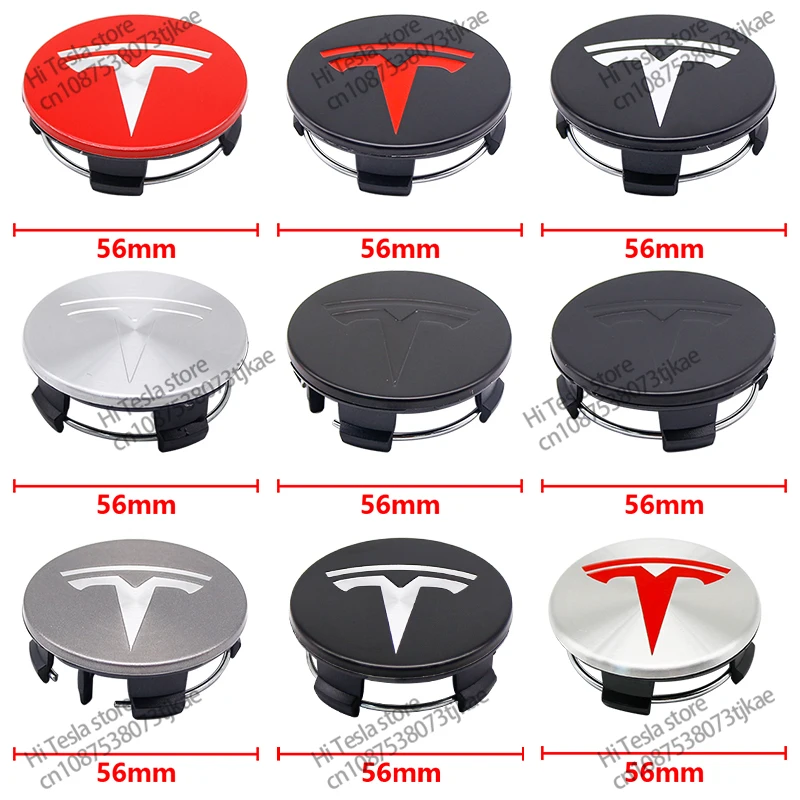 56mm 4 Piece Wheel Tire Center Cap Logo for Tesla Original Hub Caps Model3 Model Y Model S X High Quality Auto Accessories