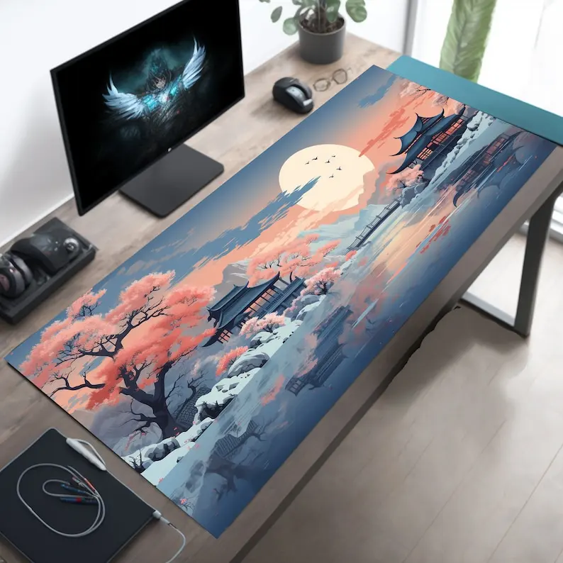 

Kawaii Desk Mat, Japan Mousepad, Gaming Mouse Pad, Gamer Desk Setup, Japanese Deskmat, Cute Desk Pad, Pink and Blue Mousemat