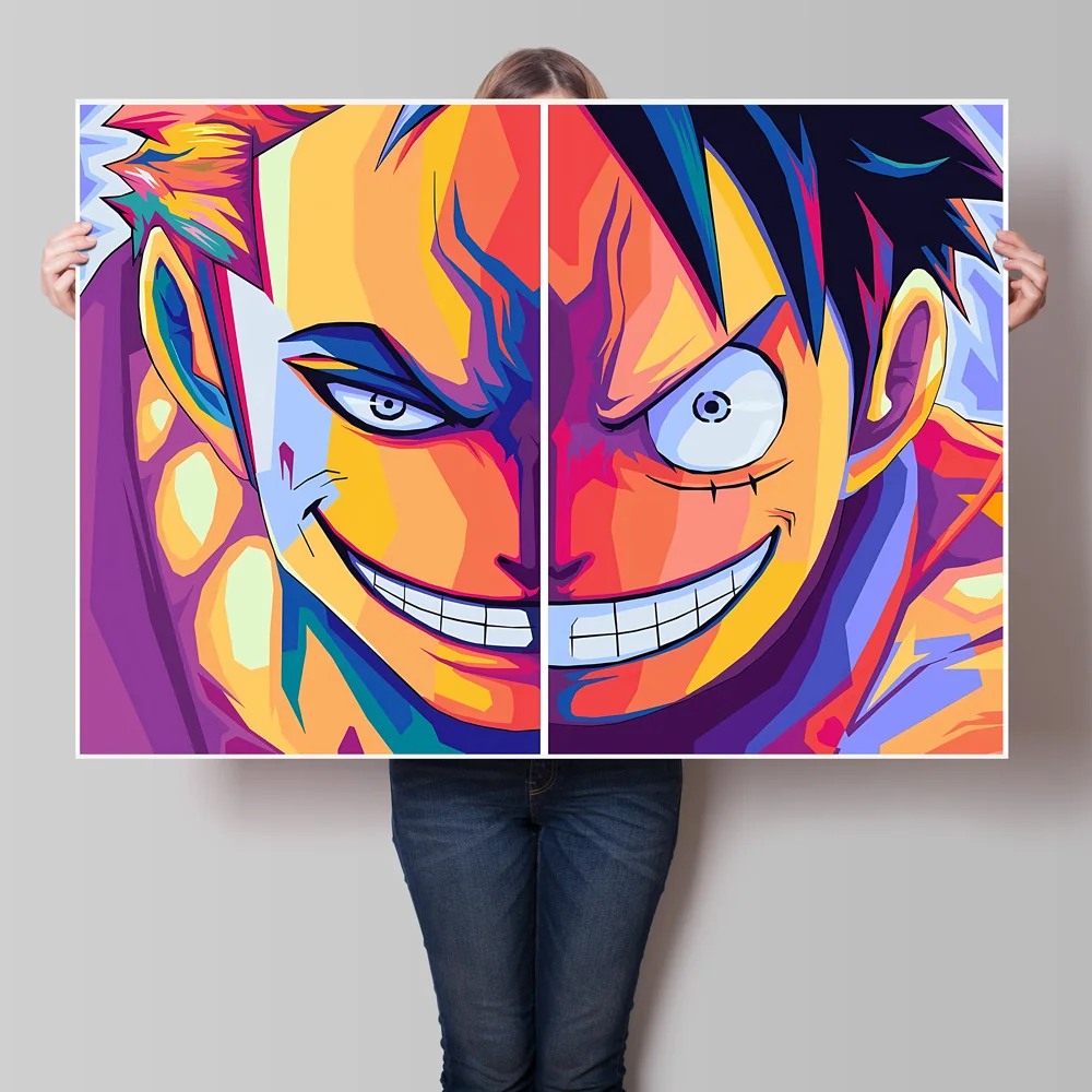 

One Piece Decorative Poster - Luffy Zoro Colorful Print Wall Art Perfect for Anime Fans’ Room Decoration High - Quality Print
