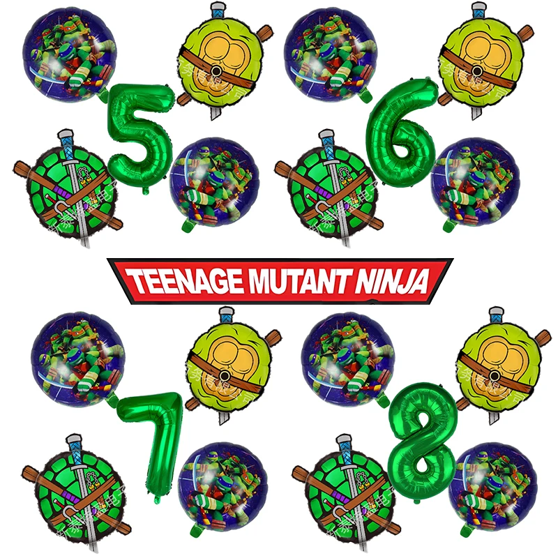 

Teenage Mutant Ninja Turtles Ballons 5pcs Set Cartoon 0-10 Number Aluminium Balloon Balloons Birthday Party Decoration Kids Gift