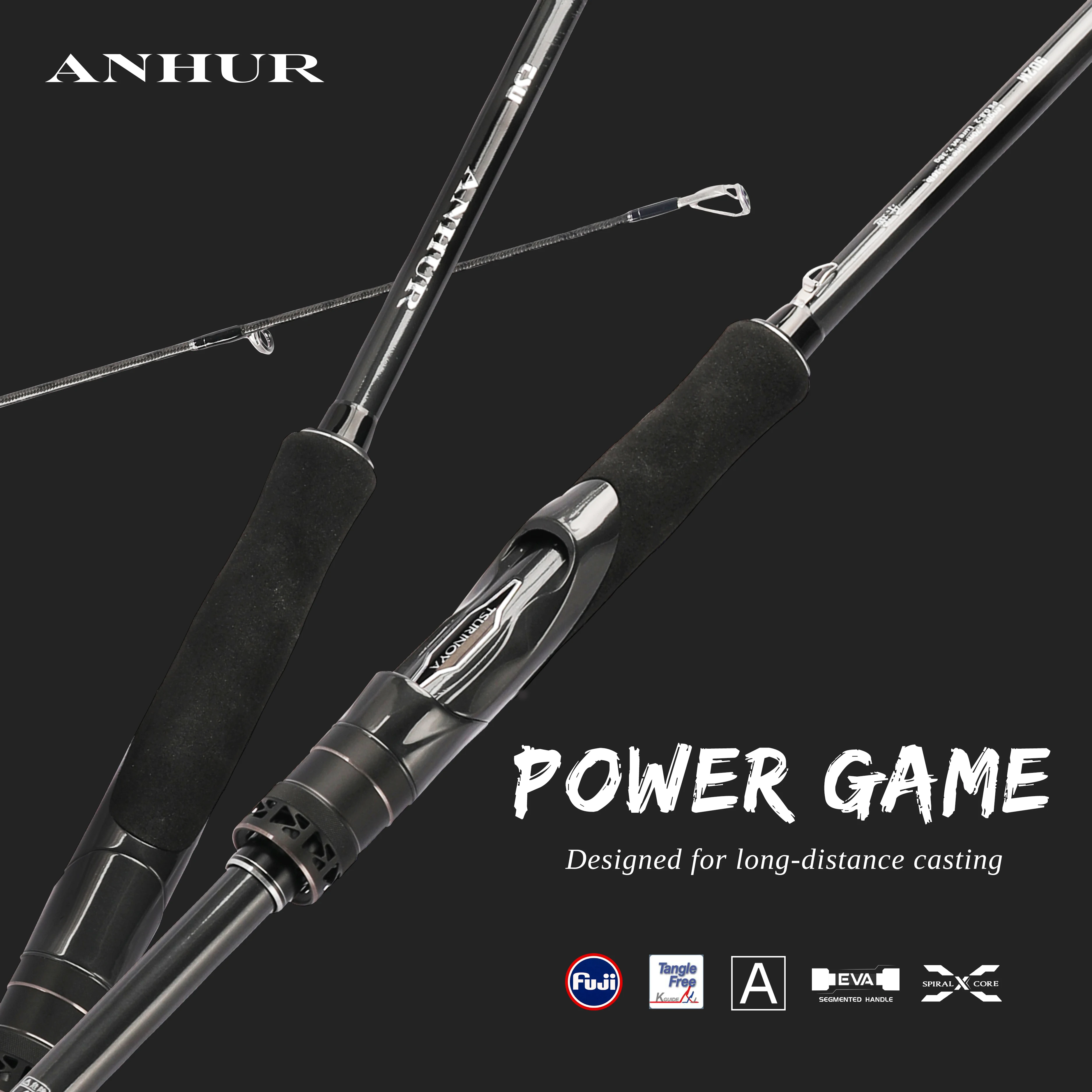 TSURINOYA Inshore Spinnrute ANHUR S802 S862 S902 S962 M MH 2-teilige Carbon-Angelrute RF Hochfester Seebarsch Barracuda