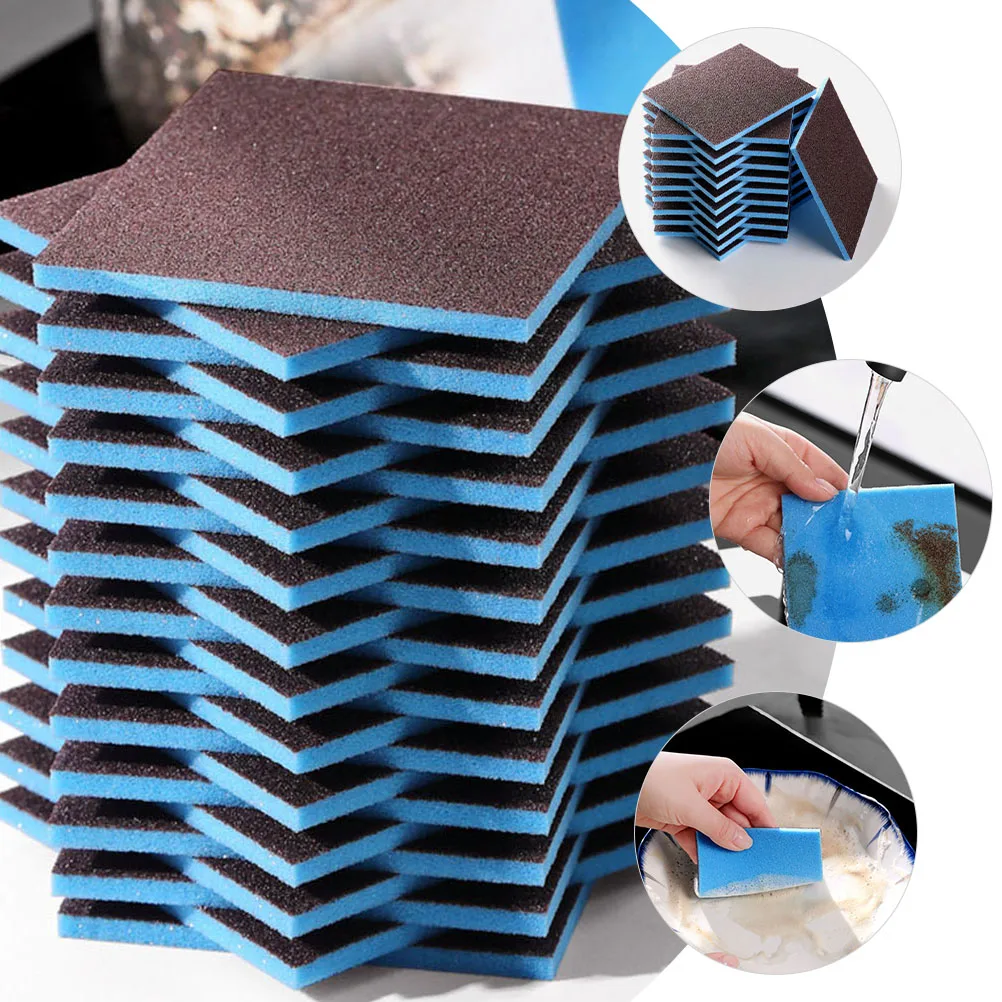 

Dish Scrubbers Sponge Kitchen Cleaning Brush Corundum Reusable Pots Dishes Stovetops Non Residue Double Sided