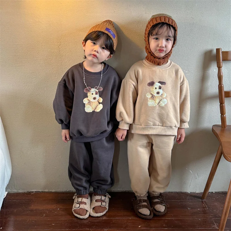 

Boys Sweatshirts+Trousers Cotton Kids Sport Suits 2PCS/Set 2023 Gray Spring Autumn School Teenagers Tracksuit Children Sets