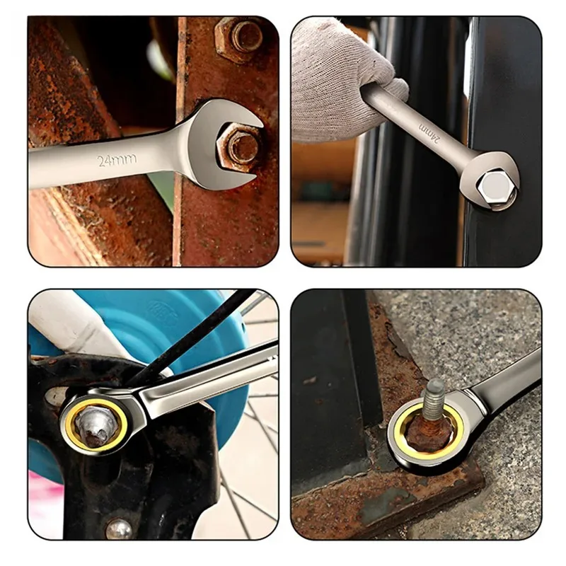 Ratchet wrench, double-ended universal type, open cross-slot wrench, four-layer precision electroplating, repair tool image 6