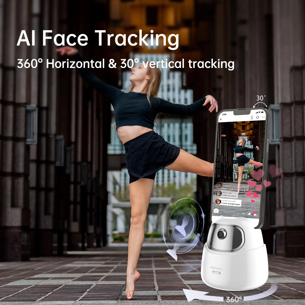 Hohem GO Auto Face กำลังติดตาม Gimbal Stabilizer 360หมุนแท็บเล็ตโทรได้การติดตามผู้ถือ Selfie Stick ขาตั้งกล้องสำหรับ Live Vlog