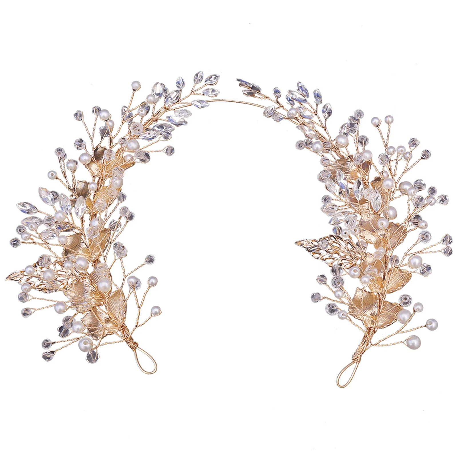 

Wedding Pearl&Clear Beads Soft Headband Woman Headdress with Sparkling Pearl Beads for Banquet Wedding Masquerade