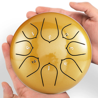 HLURU 6 Inch 8 Notes Steel Tongue Drum Music Drum C Tone Ethereal Drum Yoga Meditation Percussion Instrument