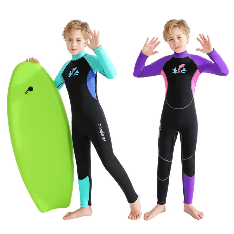 3MM dzieci neoprenowy jednoczęściowy nurkowanie z rurką sporty wodne na świeżym powietrzu plaża WetSuit dzieci nurkowanie kajakarstwo łowiectwo podwodne pływać kombinezon do nurkowania