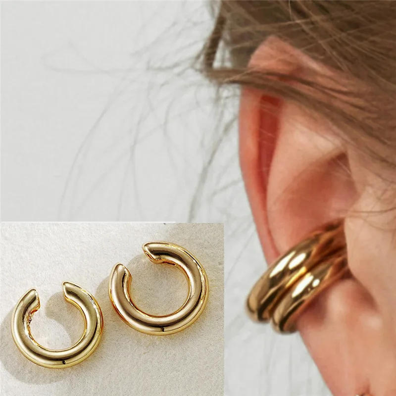 Gold Silver Color Ear Cuff Without Piercing Ear Clips Earrings For Women Trendy Fake Cartilage Earrings Jewelry Gifts