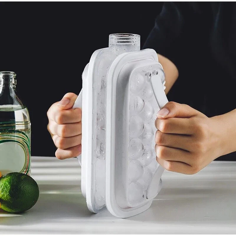 2-in-1 Faltbarer Eisbereiter Wasserflasche Lebensmittelechte Silikon-Eiswürfelform Tragbarer Wasserkocher Eisbox Haushalts-Trinkgefäß – Detail 8