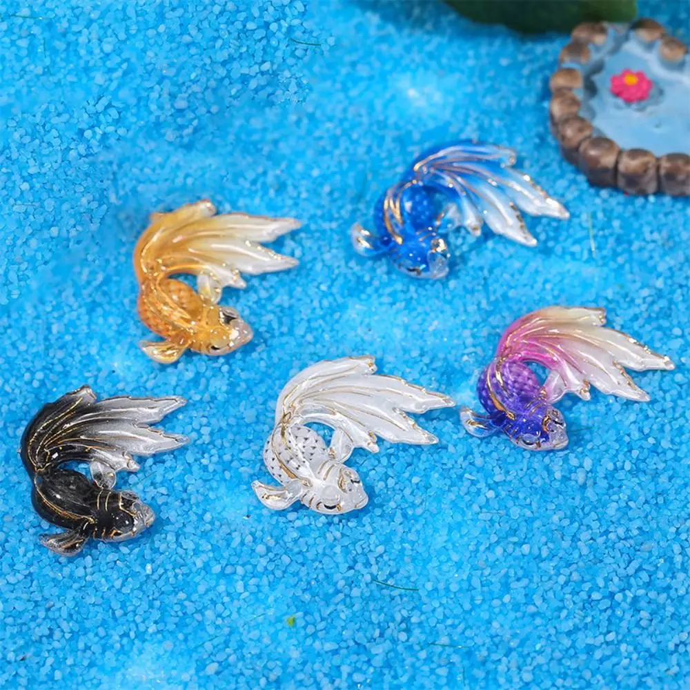 Colorful Goldfish Micro-Landscape Handmade DIY Resin Goldfish Miniatures Cute Mini Fish Tank Decor Creative Jewelry Accessories