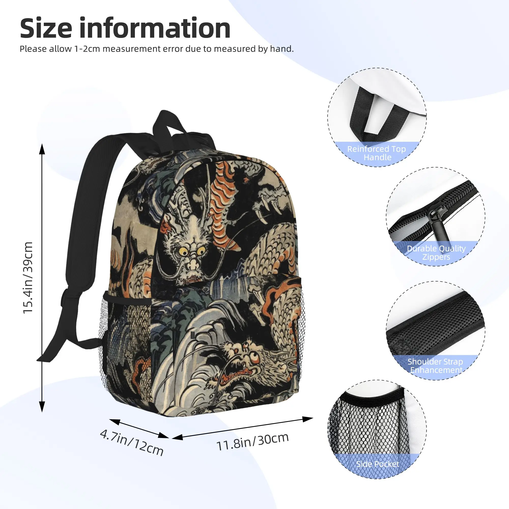 Utagawa Kuniyoshi Dragons Backpack Hot Sale Daypack Large Capacity Boys Girls BookBag Shoulder Bags for Men Women School Bag
