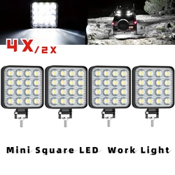 4/2PCS 12V 16LED Mini Square LED Work Light Off Road Auxiliary Light Modified Headlights Spotlights Flood Lamp for Car Truck SUV