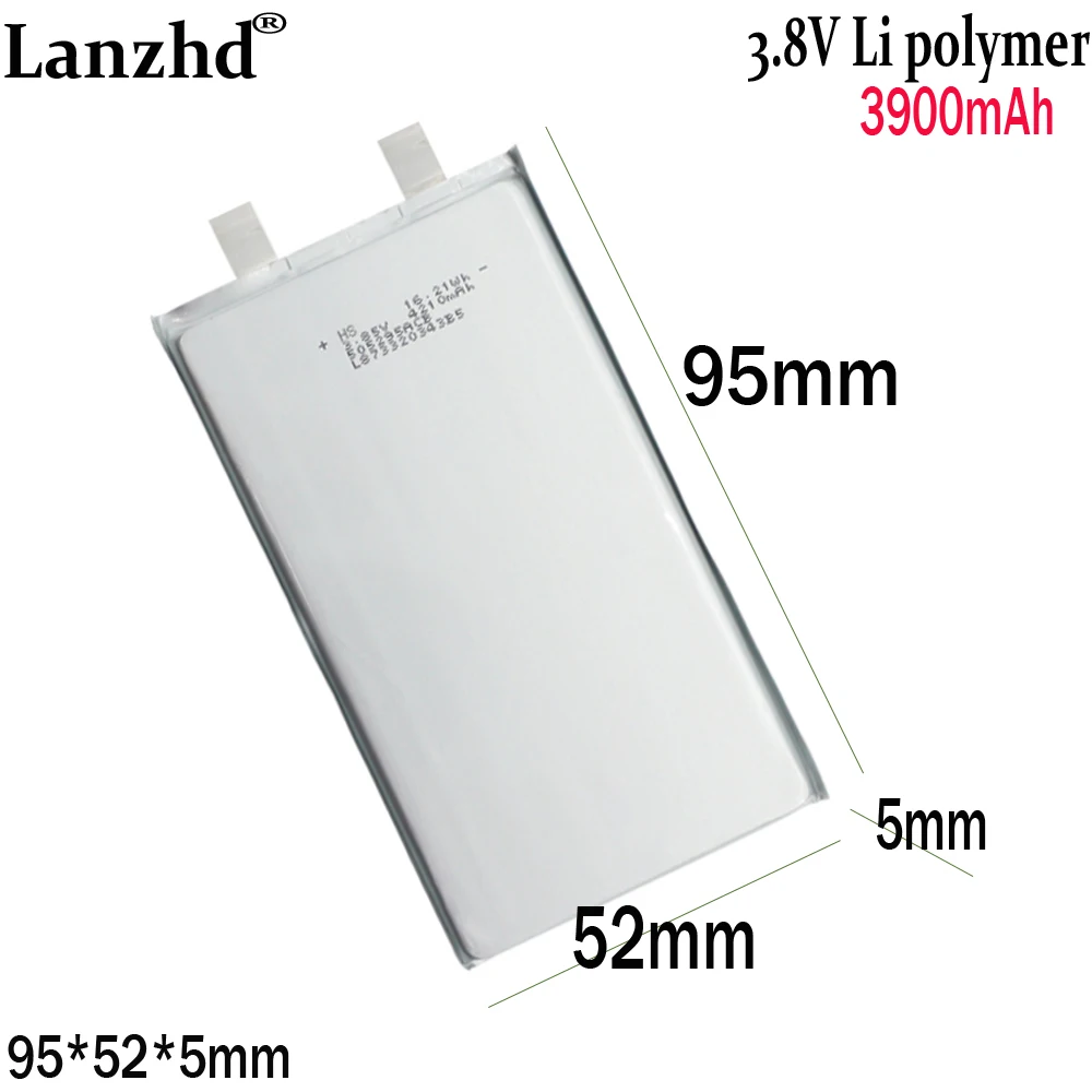 

1-12PCS 3.85V polymer lithium battery 3900mah For electric toy small desk lamp smart home battery 505295 95*52*5mm