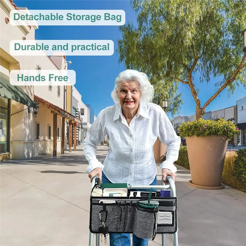 Abwr-cesta para walker ravmix walker acessórios saco com suporte de copo cesta walker para dobrável walker saco de armazenamento mãos-livres
