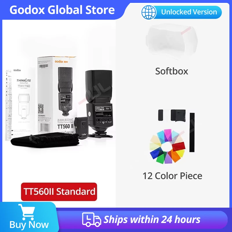 

Godox TT560II Thinklite Camera Flash со встроенным беспроводным сигналом 433 МГц для цифровой зеркальной камеры Canon Nikon Sony Pentax Fuji Olympus