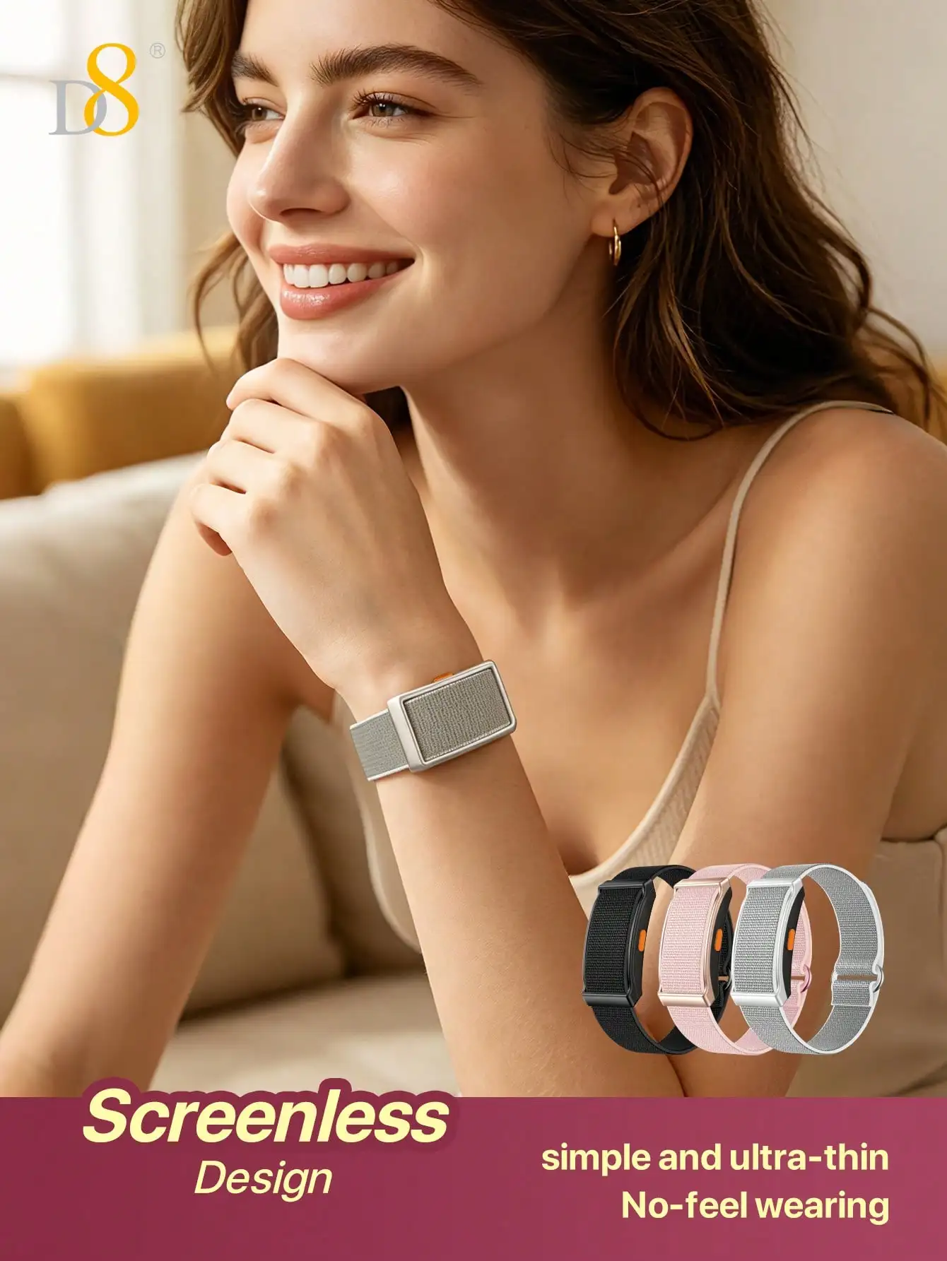 D8 Smart Watch, No Screen Design Smartwatch For Women, Ultra Thin Minimalist Wristwatch,Fashion Simple Style For Ladies Girls, 4