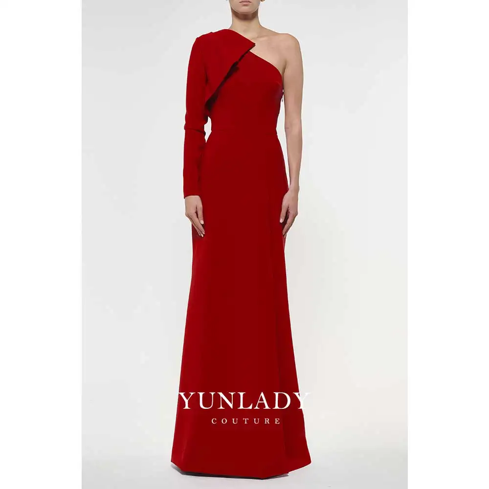 YUNLAN Luxury Purple Saudi Arabia One Shoulder Long Sleeve Evening Dress 2024 Dubai Ladies Wedding Guest Formal Party Gown New