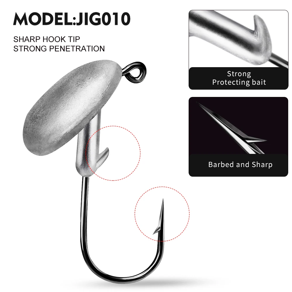 

PROBEROS 5Pcs Exposed Jig Head Fishing Hooks Set Barbed Jigging Hooks for Soft Baits 3.5g 5g 7g 10g 14g Fishing Tackle