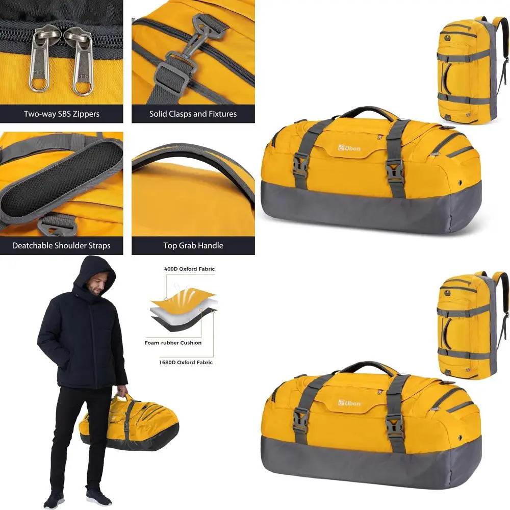 

4-Way Large Weekender Sports Bag with Shoe Compartment & Padded Straps for Gym, Camping, and Travel