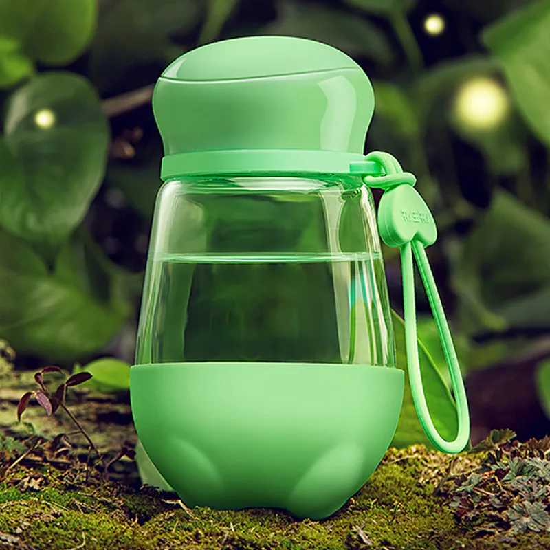 

360ml Creative Women's Glass Water Cup/Mug With Handle,Festival Gifts,Single-layer Glass,Outdoor Transparent Small Water Bottle