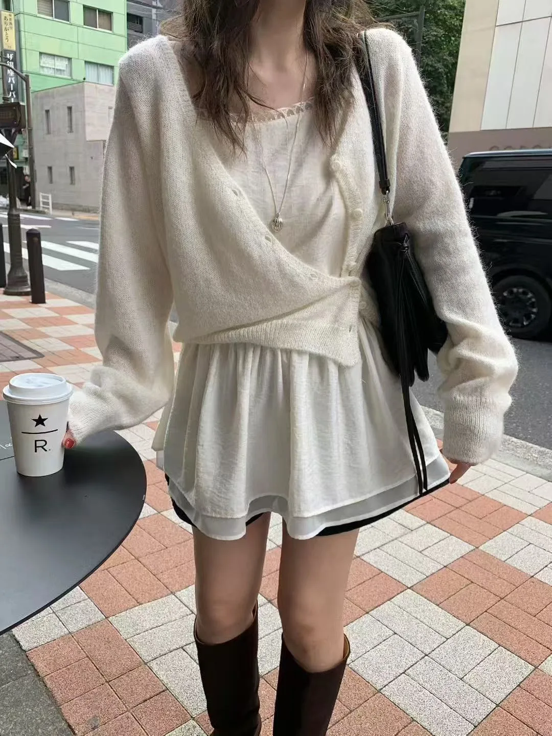 Chic automne hiver tricoté Long Sve ouvert Cardigan pull bouton conception côté S Ele Gentle Faion trajet Sle Wom...