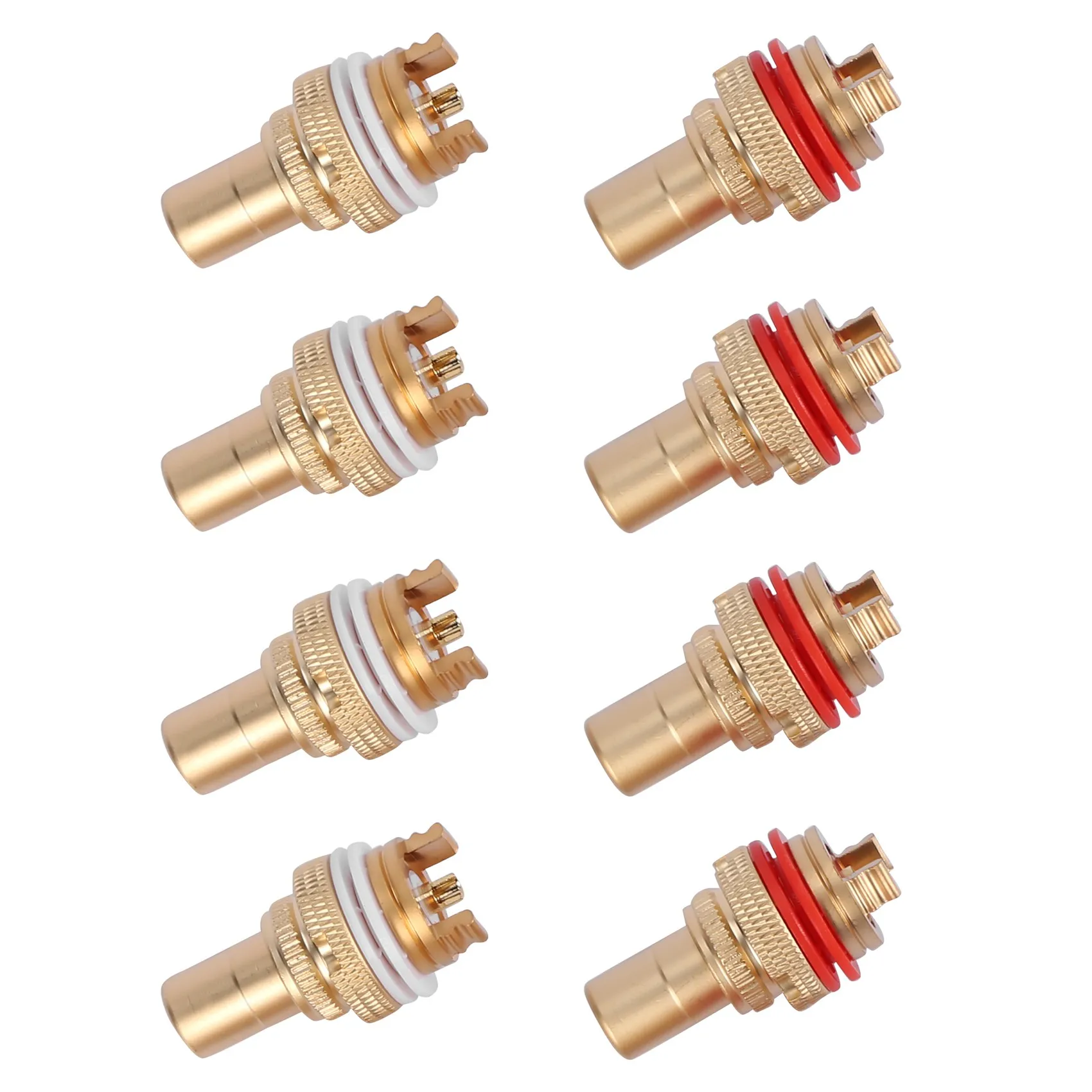 

8pcs Red+White RCA Female Socket Chassis High Quality RCA CMC Female Connector Phono Copper Plug Amp HiFi