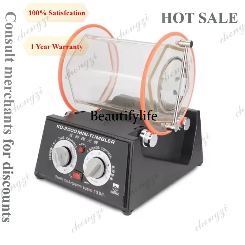 81 Mini Tumbler Polisher With Timer Chamfering Function Glass Barrel Polishing Bead Finishing Device For Jewelry Surface Polishi
