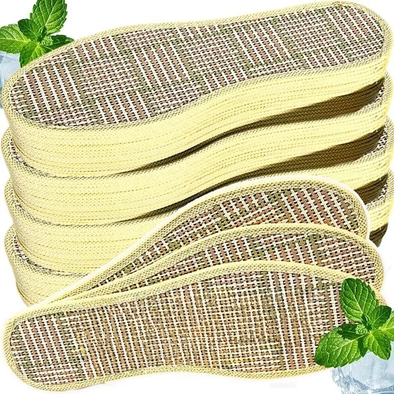 Anti-Odor Grass Mat Insoles Bamboo Weave Women Men Sweat Absorbent Shoes Pads Inserts Refreshing Insoles Cycing Running Outdoor