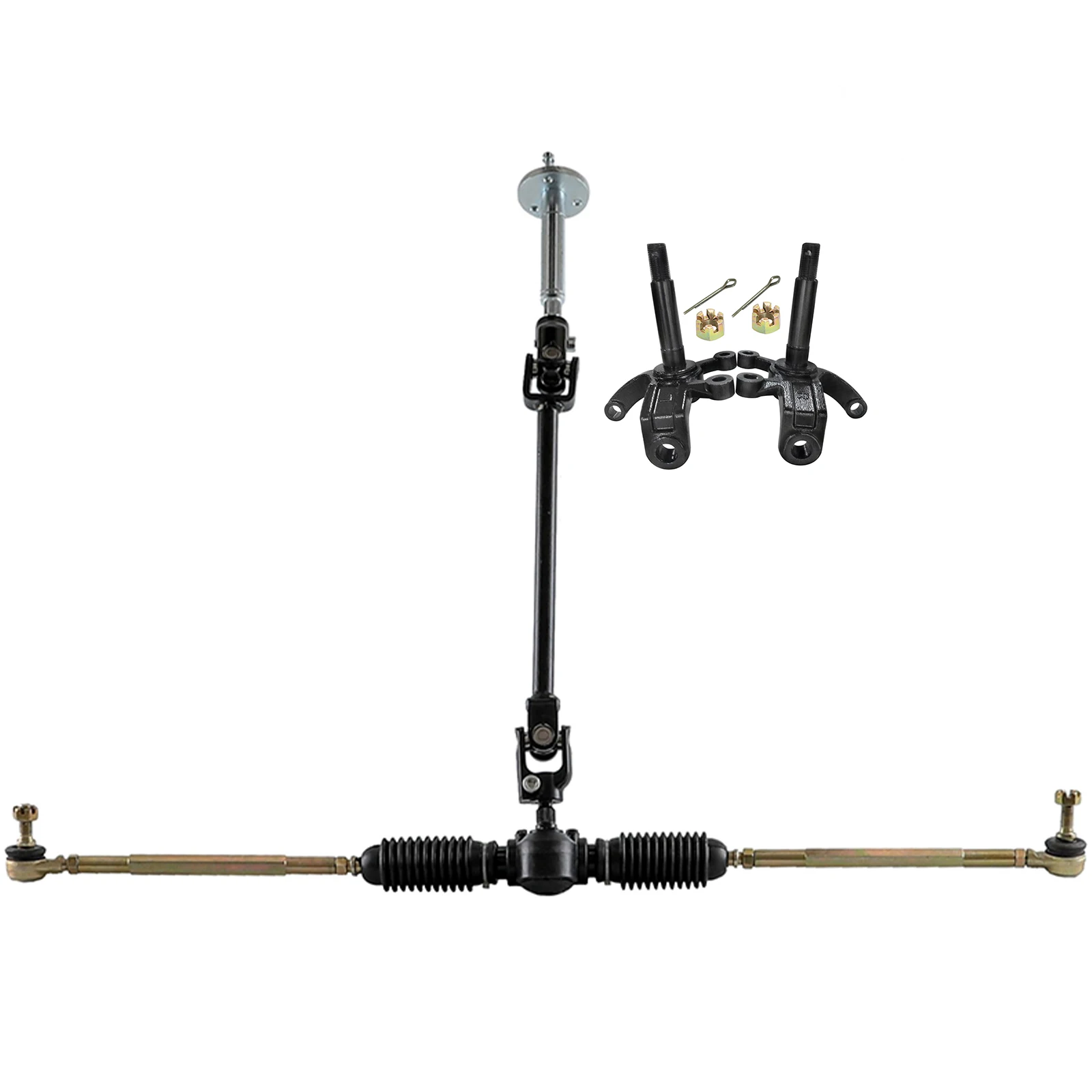 

TDPRO ATV Accessories Go Kart Steering Wheel Tie Rod Rack Adjustable Shaft Kit for DIY Golf Cart ATV UTV Quad 110cc 125cc