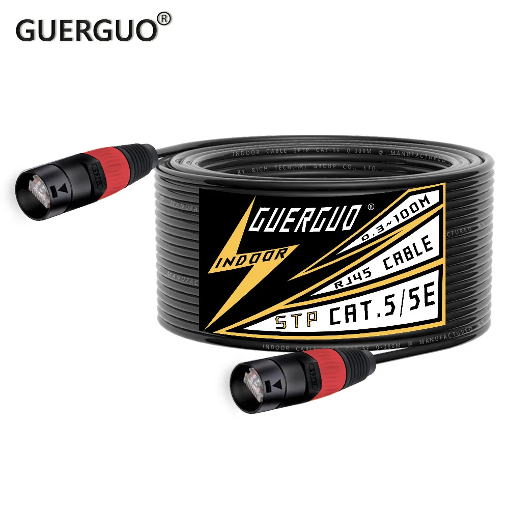 0.3M-100M Shielded CAT5/CAT5E RJ45 Stage Ethernet Extension Cable Outdoor&Indoor LAN Network STP/SFTP Cable with Zinc Alloy Plug